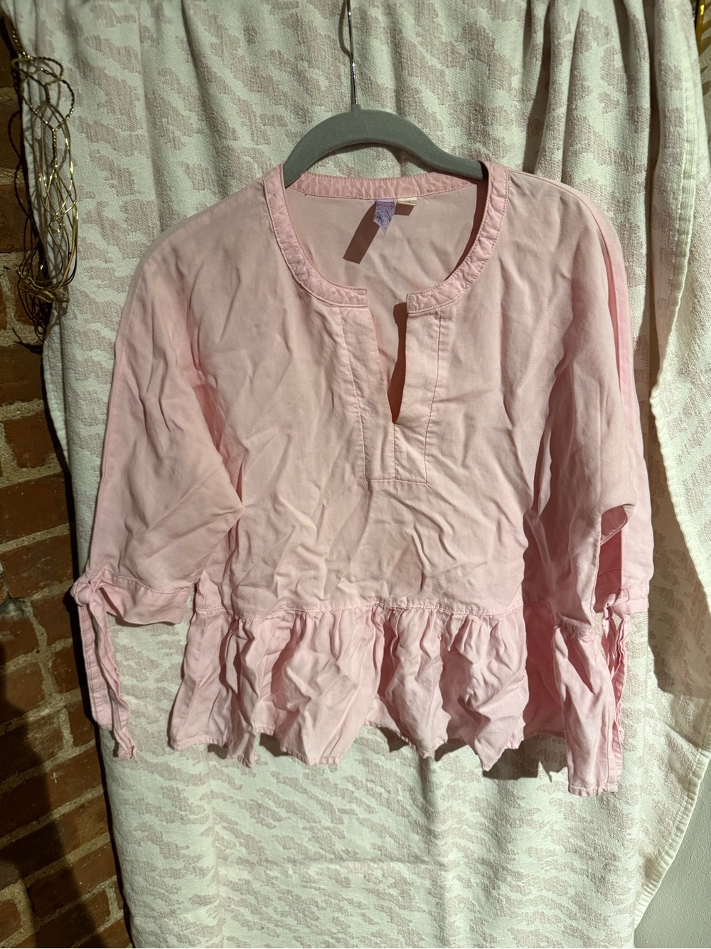 Light Pink Ruffle Hem Top